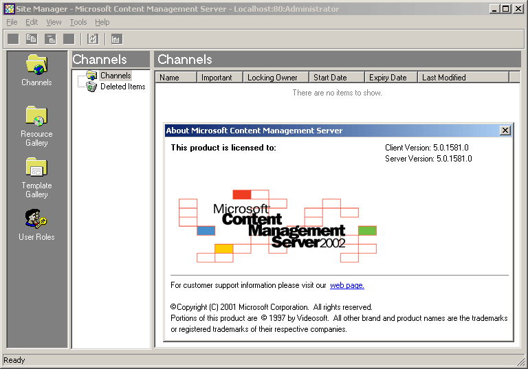Microsoft Content Management Server Site Manager (2001)